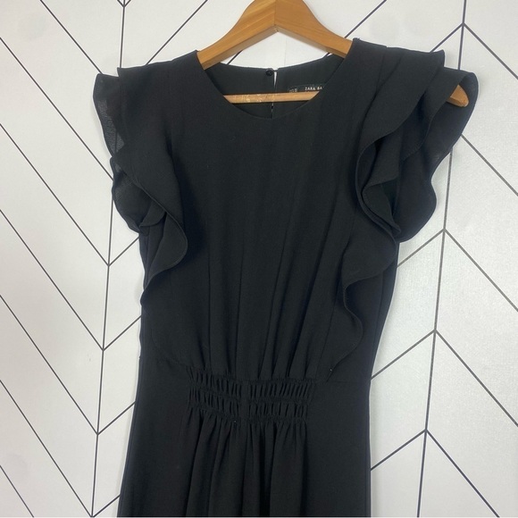 Zara Basic Black Ruffle Jumpsuit - Size XS - Picture 3 of 6